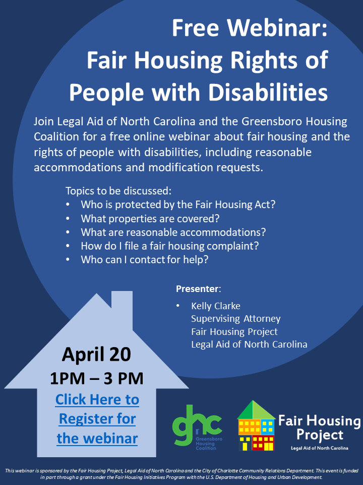 Webinar Flyer: Fair Housing Rights of People with Disabilities 